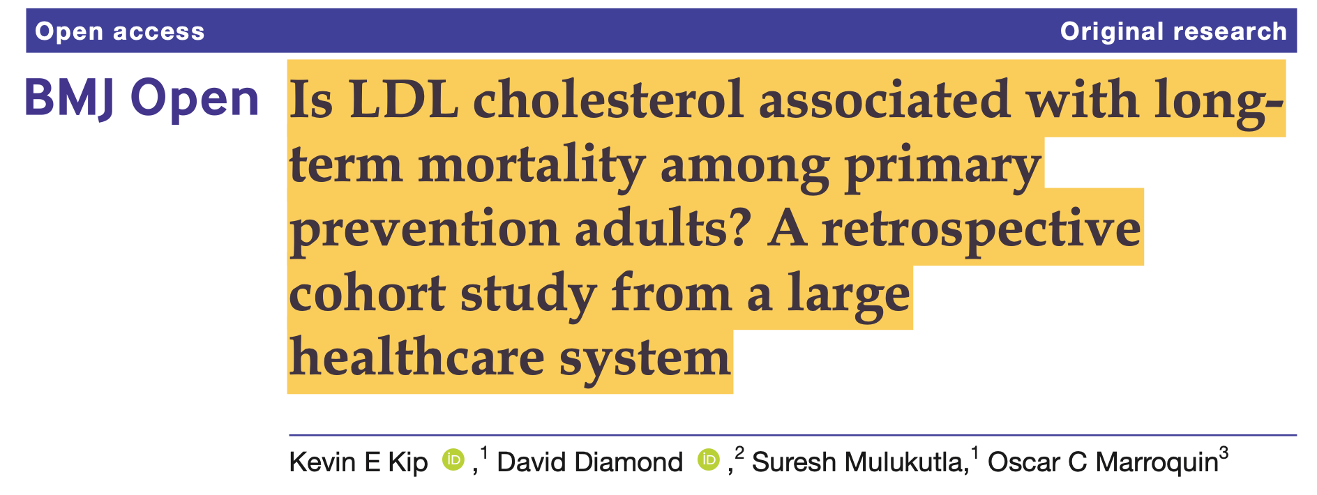 LDL Cholesterol and longevity study